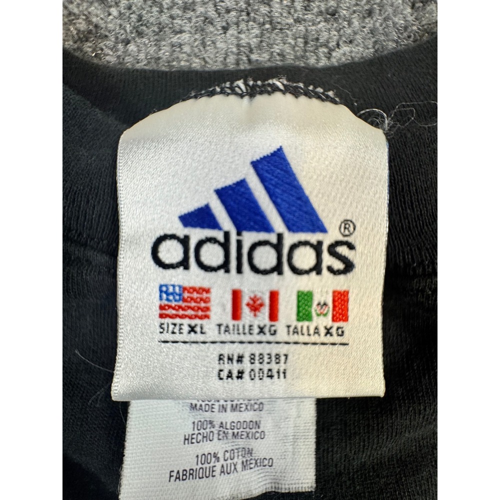 #154 Adidas Mens Vintage Long Sleeve T-Shirt Black Yellow Stripes XL RN 88387 - Picture 3 of 6